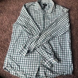 Green and white mens button down